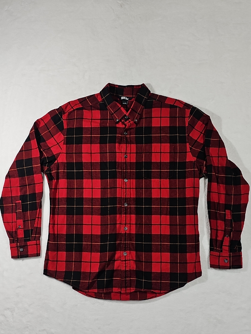 Eddie Bauer Red and Black Plaid Button-Down Shirt